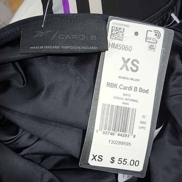 NEW.. REEBOK.. CARDI B.. black thong body suit/swimsuit.. - Picture 9 of 16
